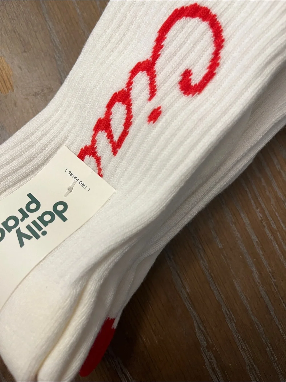 Anthropologie New Daily PracticeCiao White Crew Socks with Red Accent - Pack of